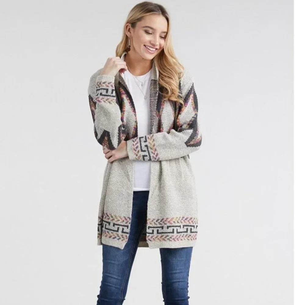 🆕Tribal Open Front Cardigan Sweater - Picture 2 of 7